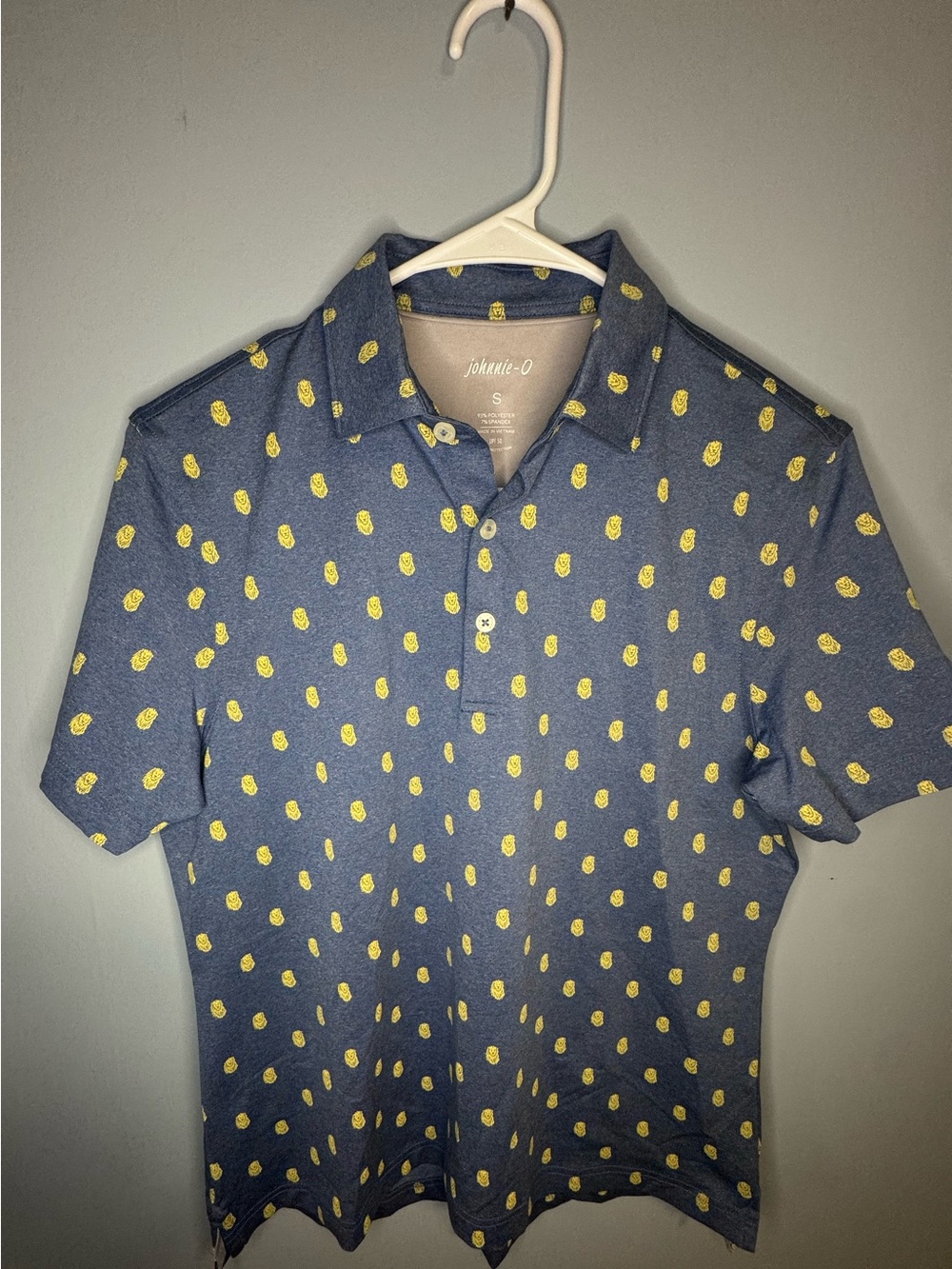 Johnnie-O Modelo Polo Shirt Men’s Small Blue Yellow Lion Print Performance Golf